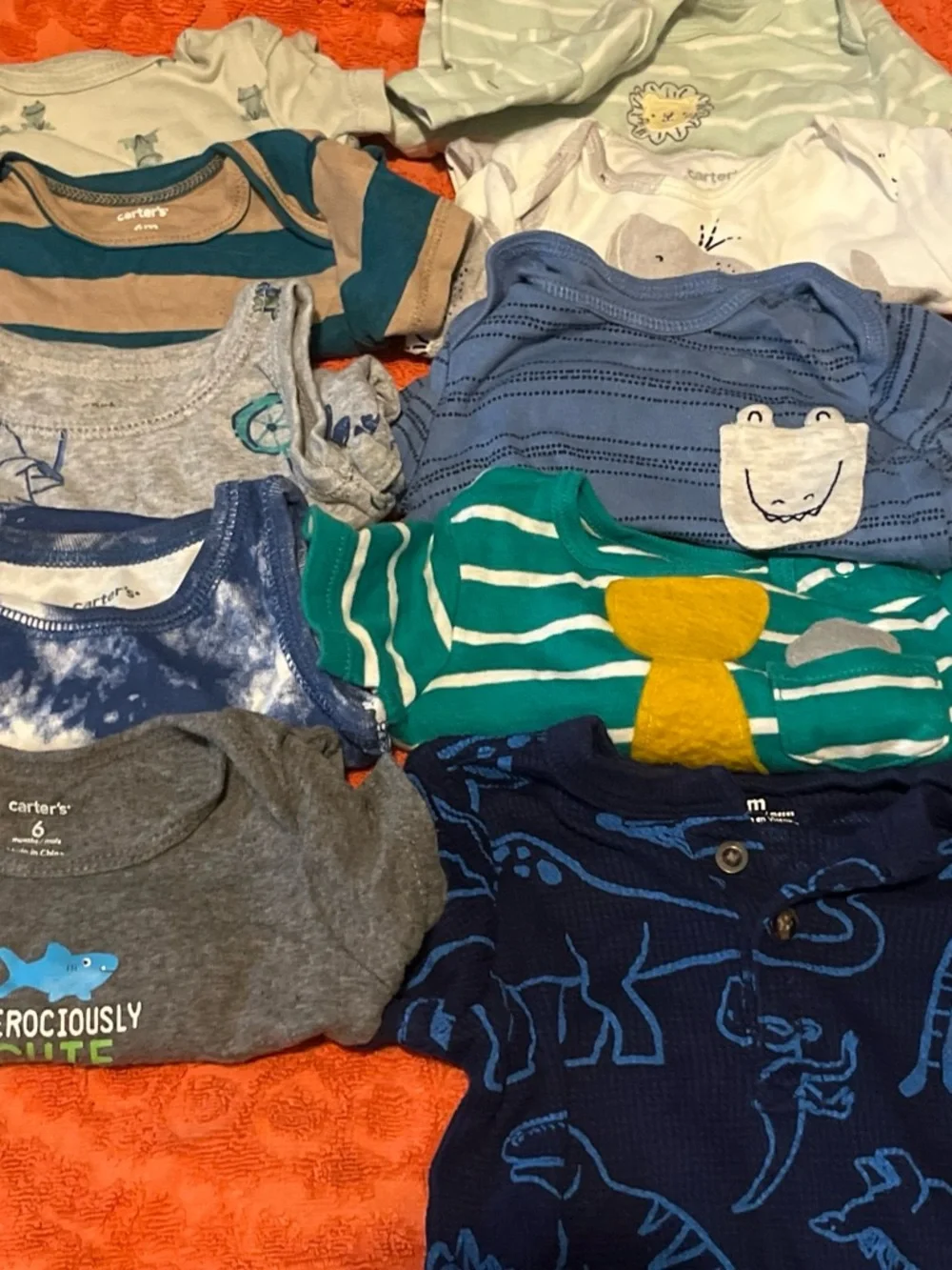 Carter's Multi-Color Baby One-Piece Bodysuits - Stripes & Dino Prints
